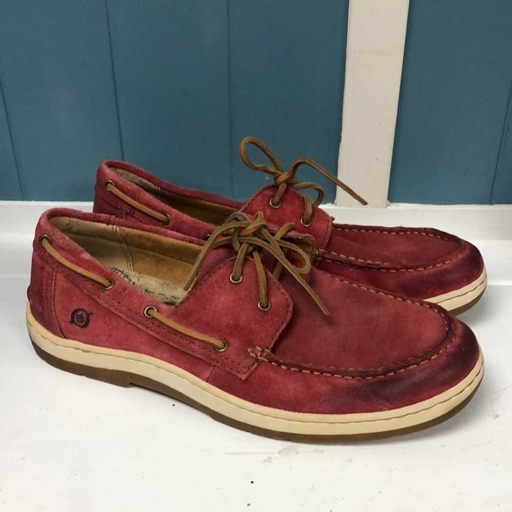 Born BORN red suede boat loafer boating shoe slip… - image 5