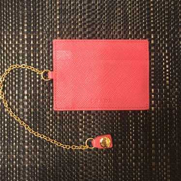 Auth PRADA Pass Case with Chain Saffiano Card Cas… - image 1