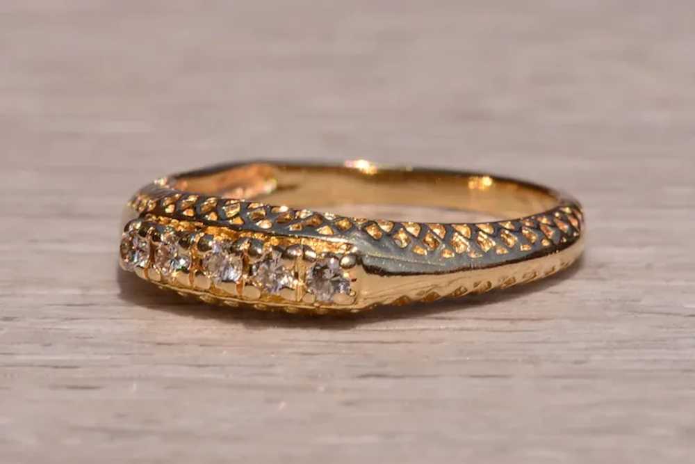 Yellow Gold Filigree Ring with Natural Diamonds - image 2