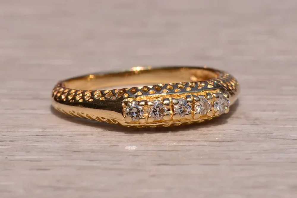 Yellow Gold Filigree Ring with Natural Diamonds - image 5