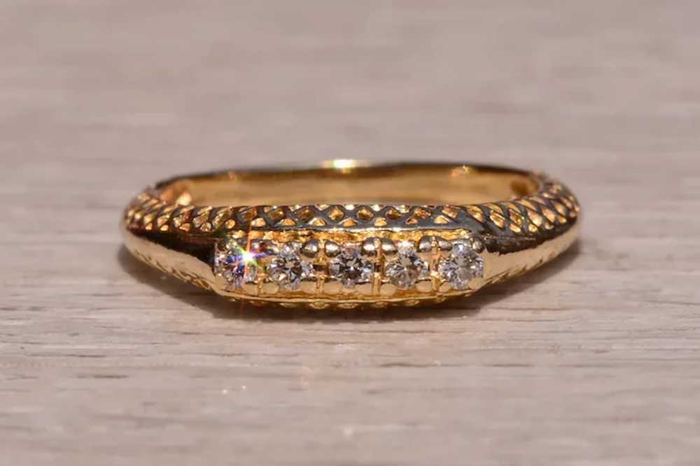 Yellow Gold Filigree Ring with Natural Diamonds - image 6