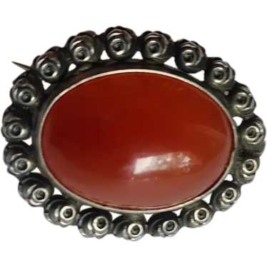 Vintage Navajo Zuni CARNELIAN Sterling Silver Bro… - image 1