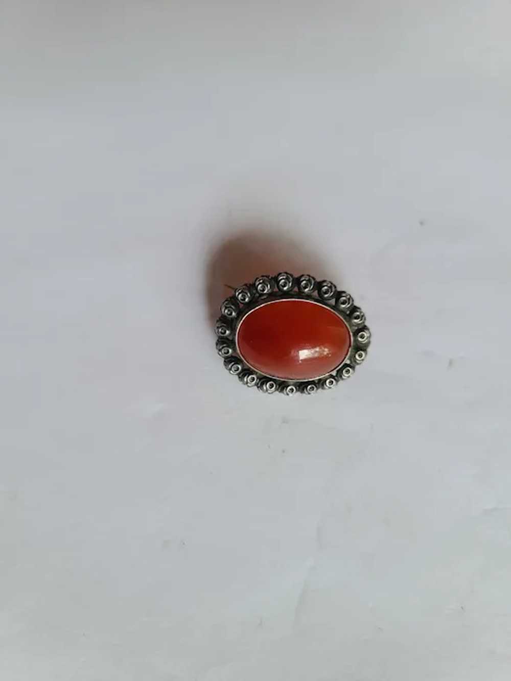 Vintage Navajo Zuni CARNELIAN Sterling Silver Bro… - image 2