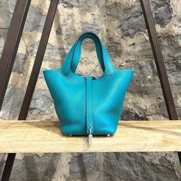 Hermes Picotin Lock Eclat 22 Bag Deep Blue Anemone Clemence Palladium –  Mightychic