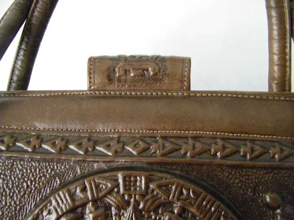 New Vintage Hand Tooled Mexican Leather Purse Cow… - image 5