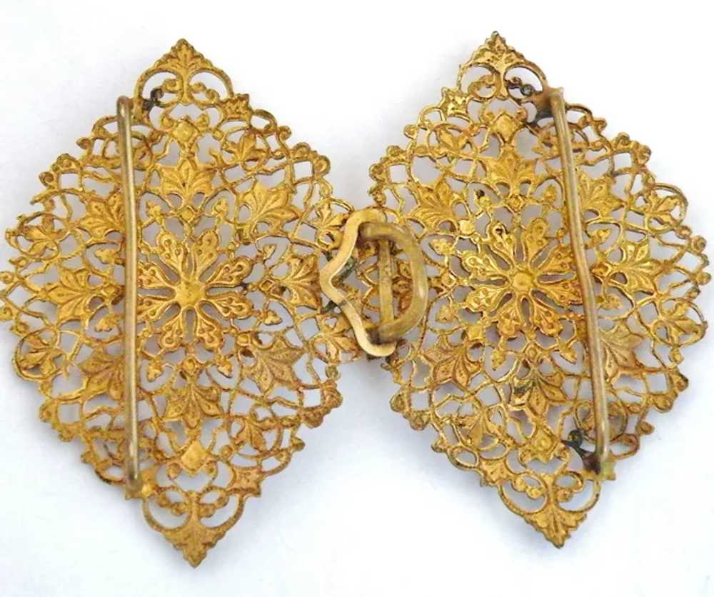 Huge Czech filigree brass buckle art deco - image 3