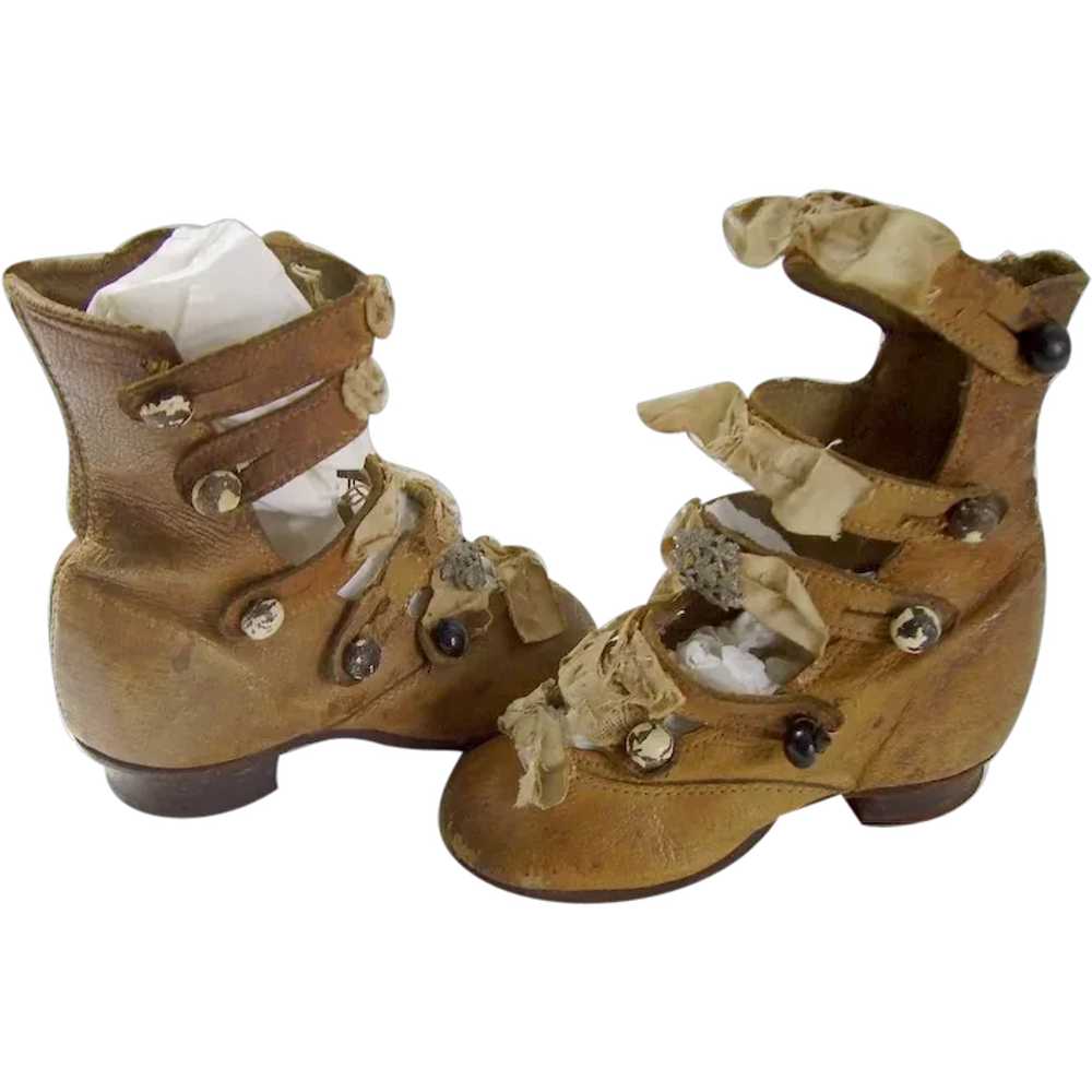 Antique Victorian Childs/Doll High Top Straps But… - image 1