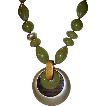 Gorgeous olive green, multi-beaded, signed CHICO'… - image 1