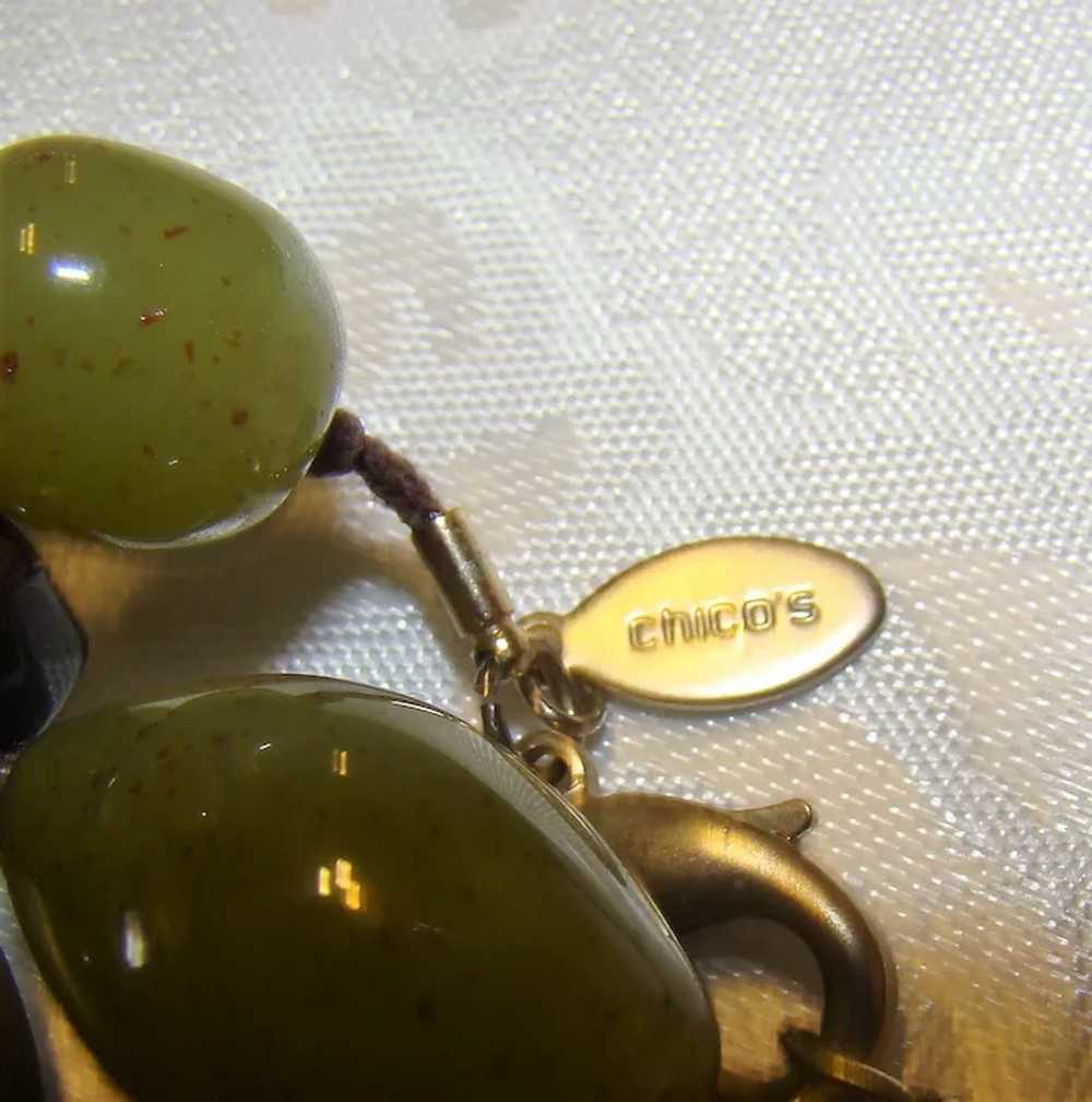 Gorgeous olive green, multi-beaded, signed CHICO'… - image 3