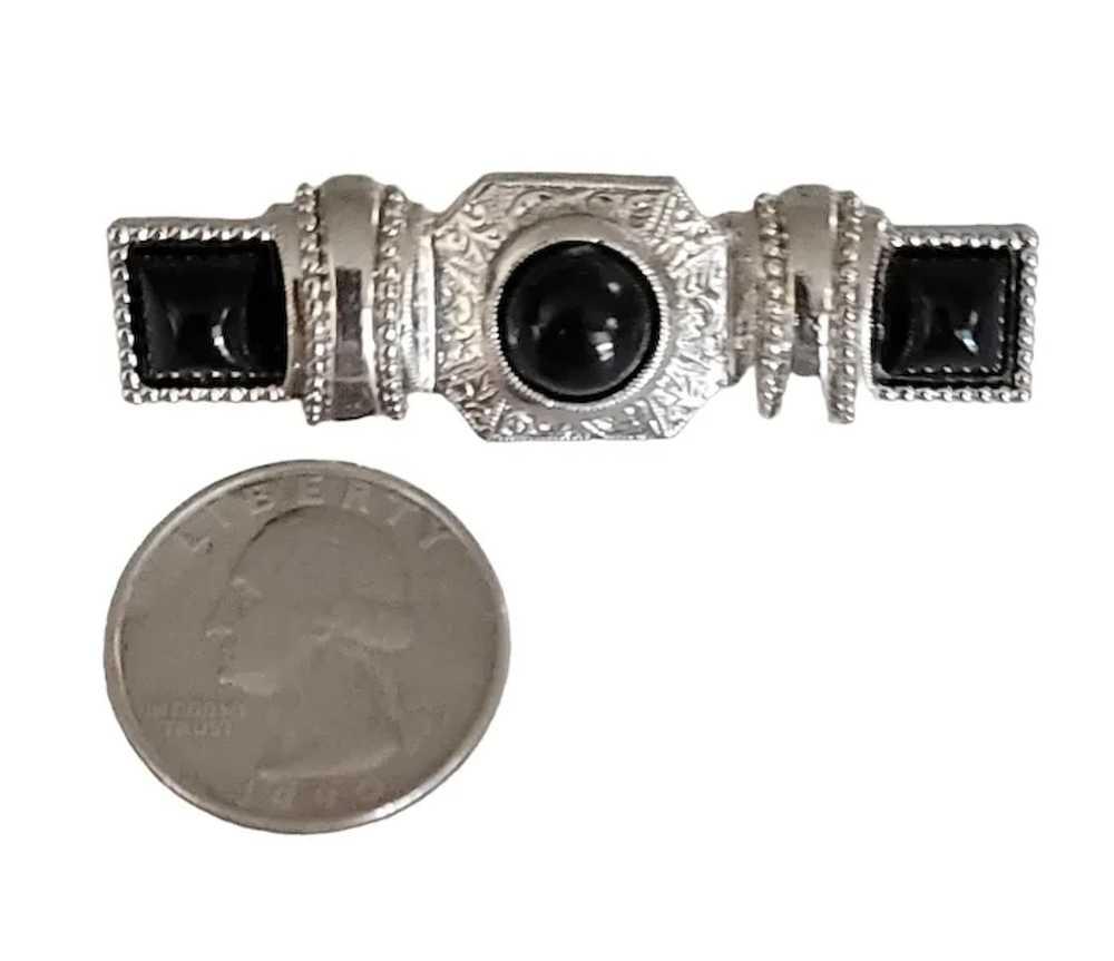 1928 Brand Silver Tone Black Lucite Cab Bar Pin B… - image 5