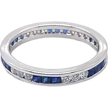 Platinum Sapphire and Diamond Eternity Band