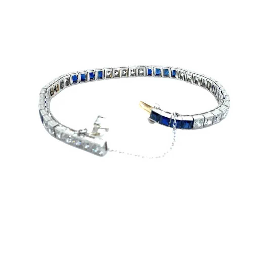 Art Deco Platinum Sapphire and Diamond Bracelet - image 2