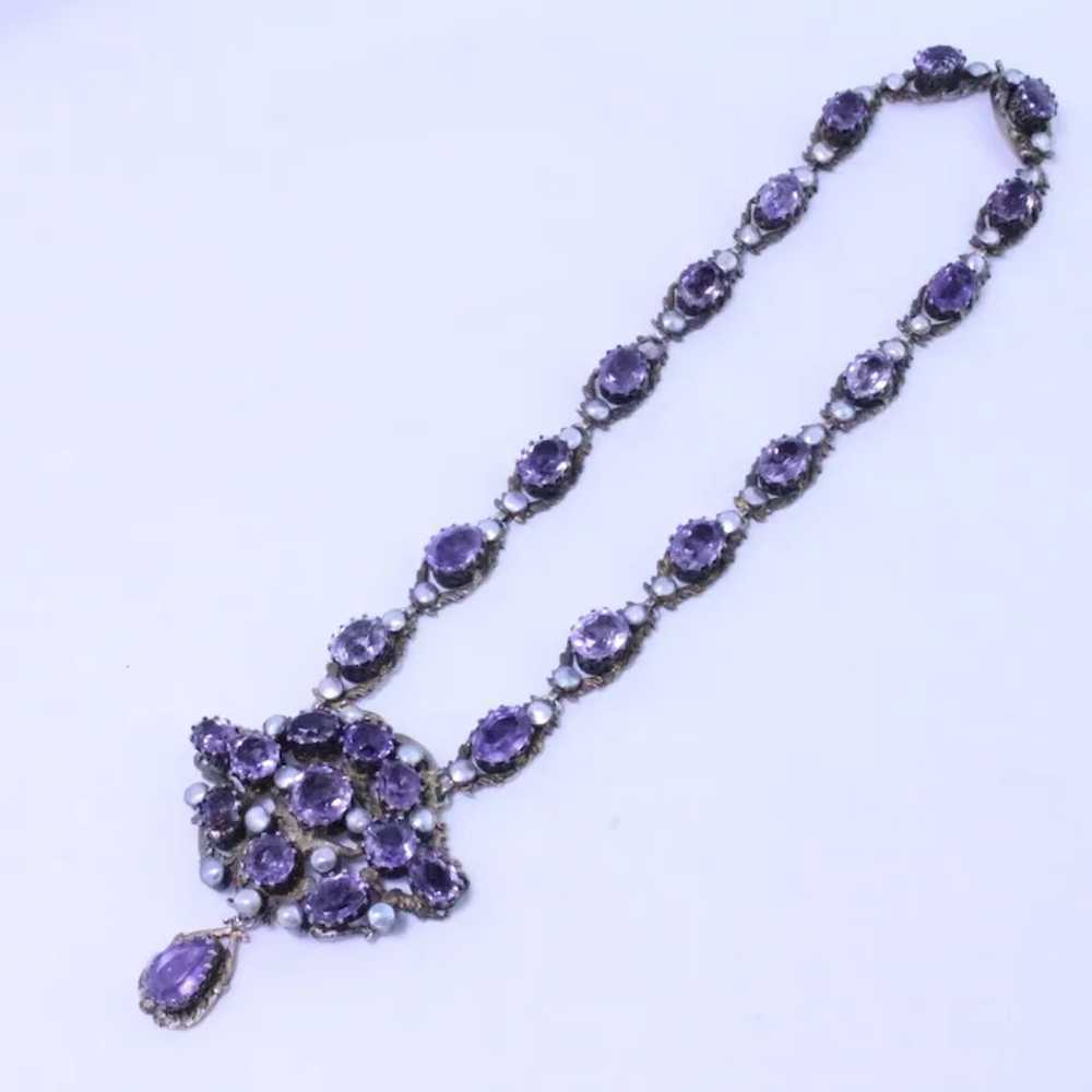 Sterling Silver Amethyst & Pearl Cocktail Necklace - image 5