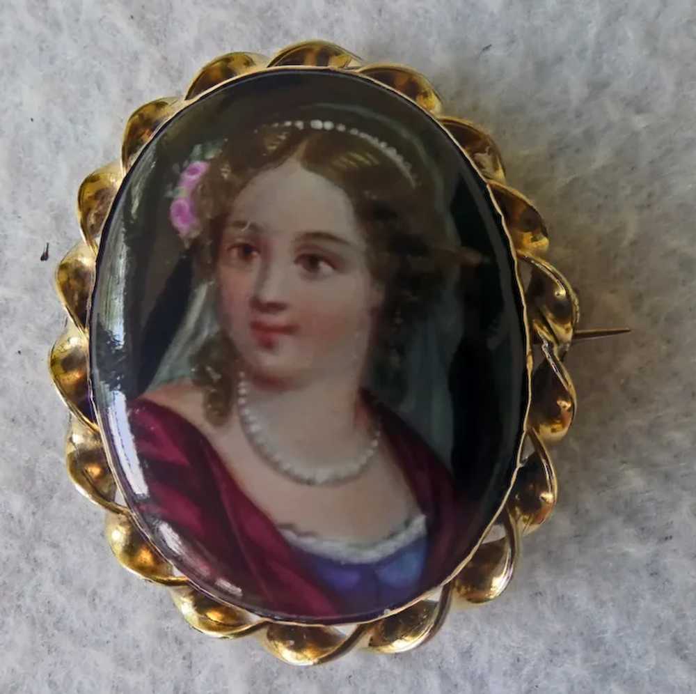 Victorian Portrait Pin on Porcelain - image 2