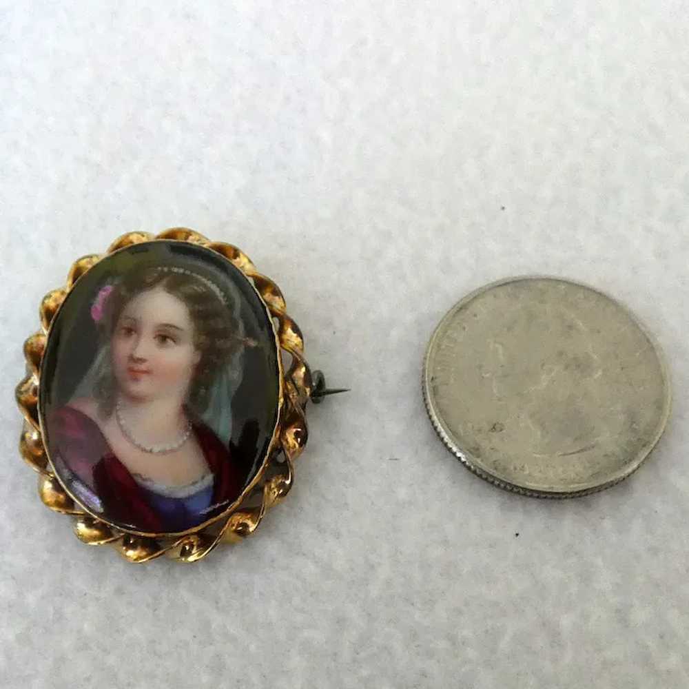 Victorian Portrait Pin on Porcelain - image 7