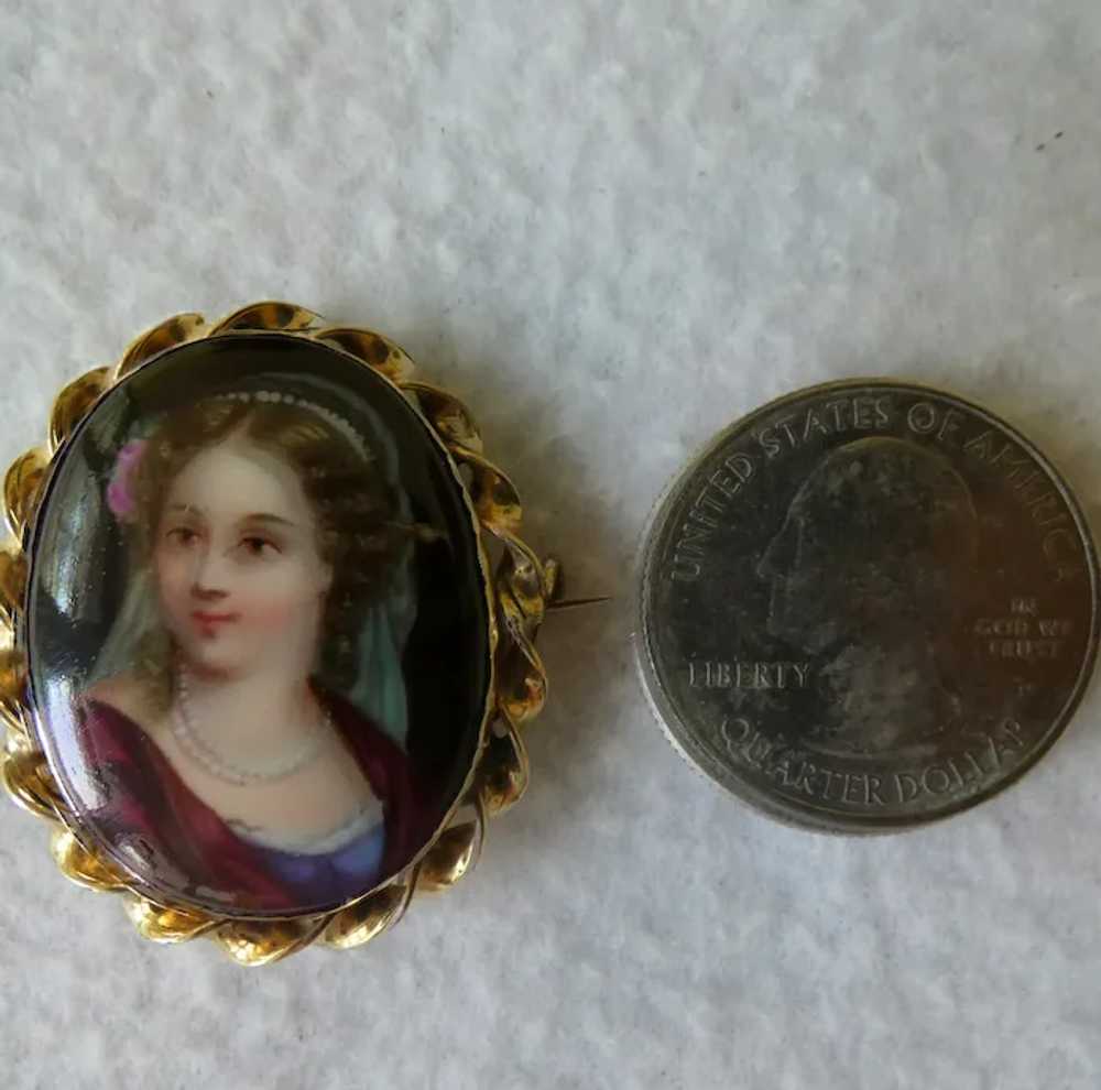 Victorian Portrait Pin on Porcelain - image 8