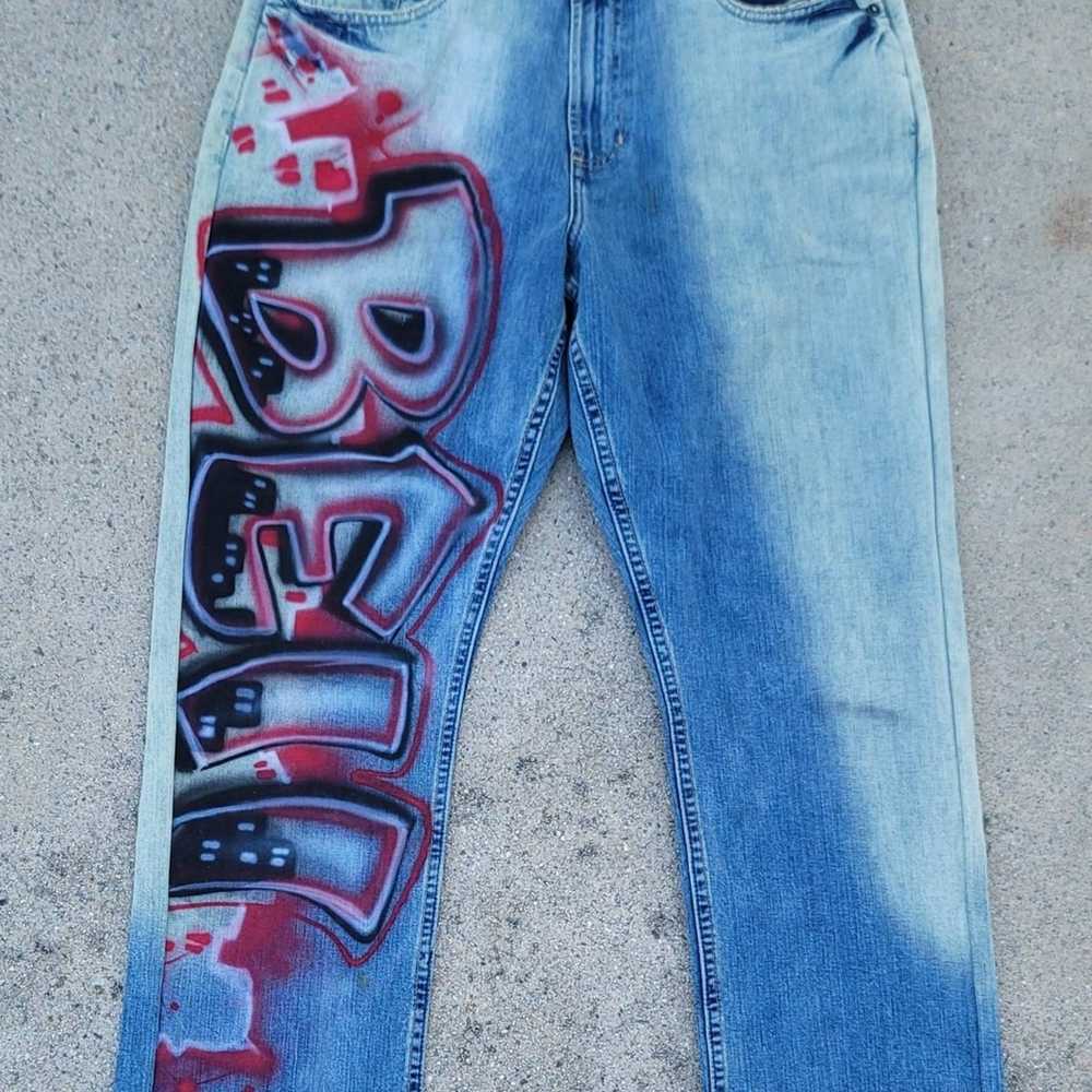 Old Navy Custom Spray Painted Denim Jeans BELL Be… - image 1
