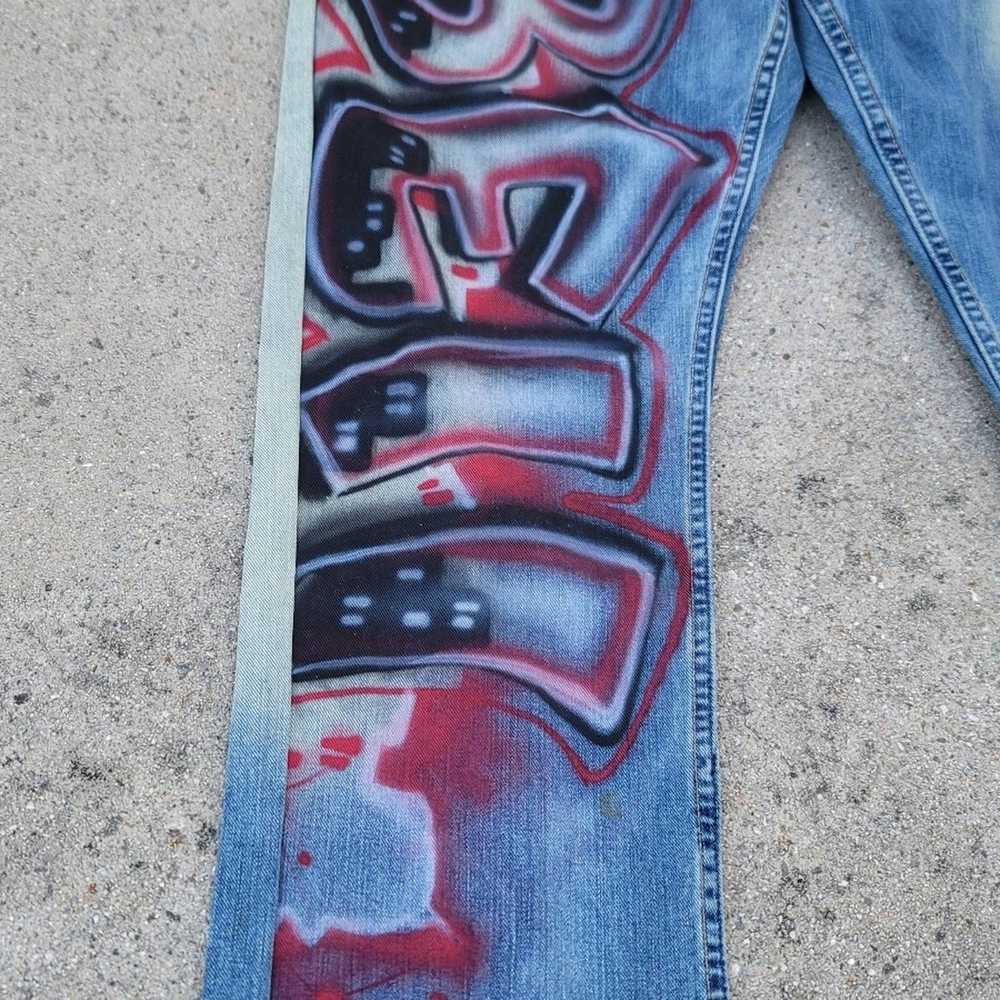 Old Navy Custom Spray Painted Denim Jeans BELL Be… - image 2
