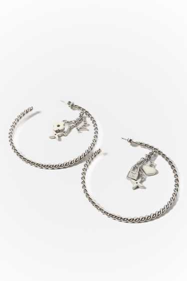 Authentic Louis Vuitton Lg Hoop Silver Earrings Sweet Monogram Blanc Ltd Ed