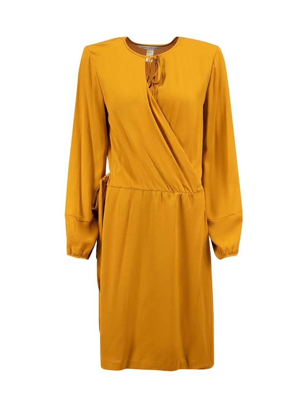 Diane von Furstenberg Camel Round Neck Wrap Dress - image 1