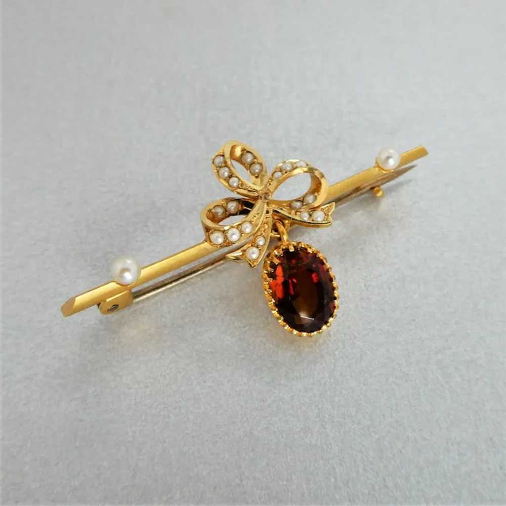 Antique Edwardian 15ct Gold Madeira Citrine & See… - image 2