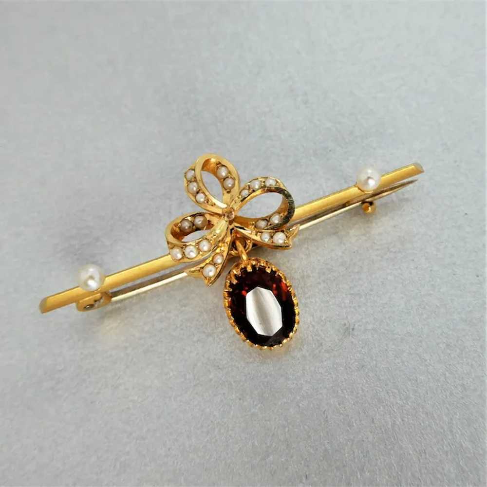 Antique Edwardian 15ct Gold Madeira Citrine & See… - image 3