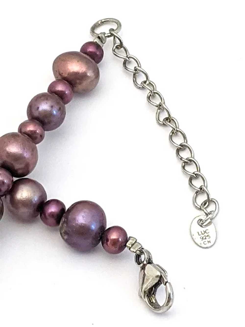 925 Sterling Silver Purple Pendant Beaded Gemston… - image 7
