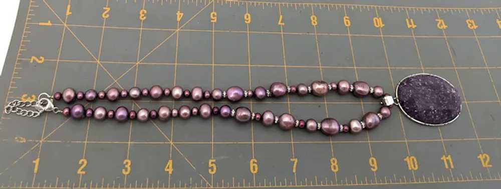 925 Sterling Silver Purple Pendant Beaded Gemston… - image 9