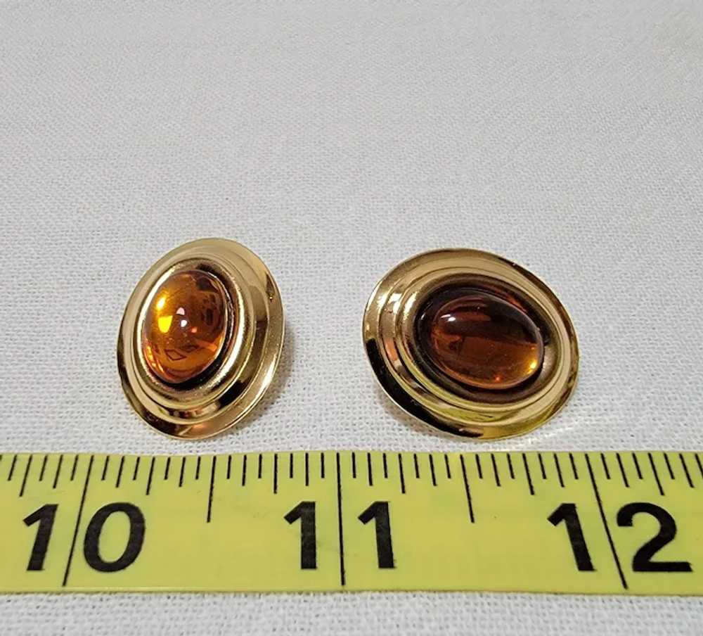 Vintage goldtone and imitation amber earrings - image 2