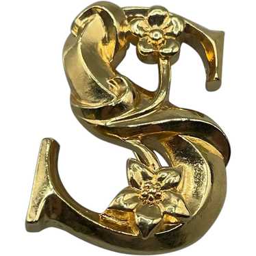 Vintage Letter S Avon Pin Brooch Initial S Monogra