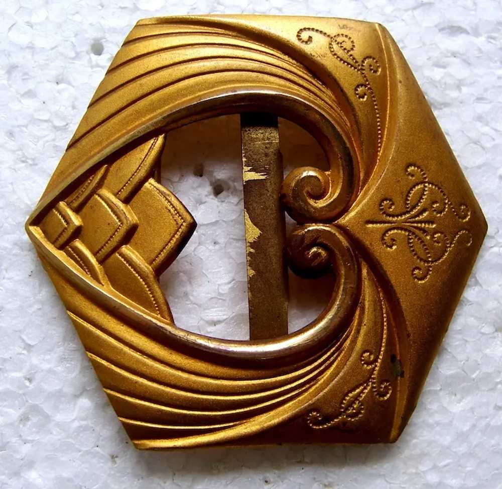 Two Art Nouveau belt or sash buckles in gilded re… - image 6