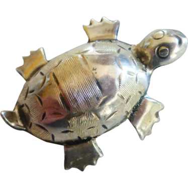 Taxco Sterling Silver Tortuga Turtle Pin Mexico S… - image 1