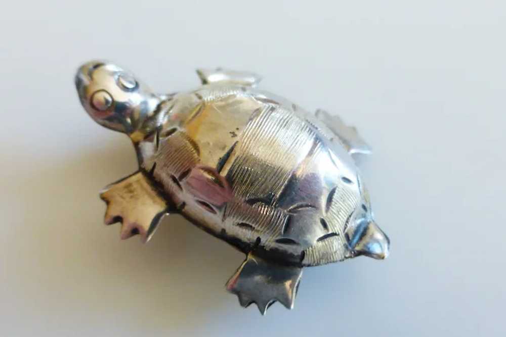 Taxco Sterling Silver Tortuga Turtle Pin Mexico S… - image 2