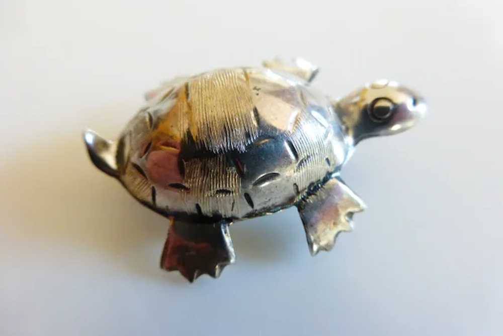 Taxco Sterling Silver Tortuga Turtle Pin Mexico S… - image 3