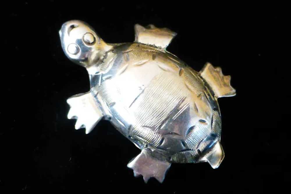 Taxco Sterling Silver Tortuga Turtle Pin Mexico S… - image 4