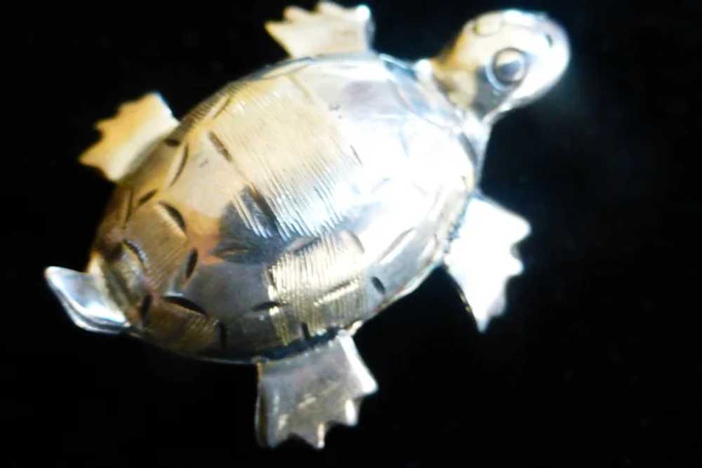 Taxco Sterling Silver Tortuga Turtle Pin Mexico S… - image 6