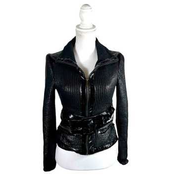 Bebe Vintage Y2K Bebe Knit Faux Leather Motorcycle