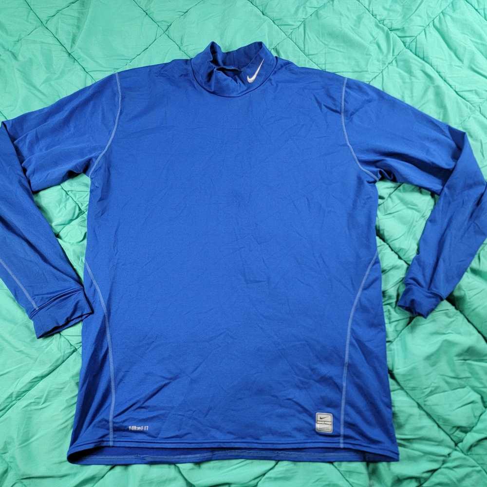 Nike Nike Pro Mens 2XL XXL Blue Fitted Shirt Turt… - image 1