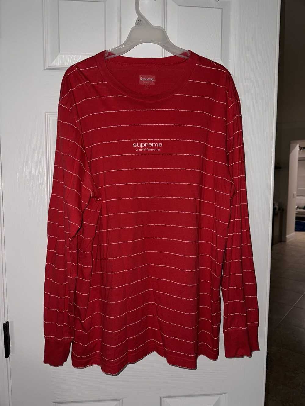 Supreme Louis Vuitton Logo On Horizontal Stripes Shirt - Tagotee