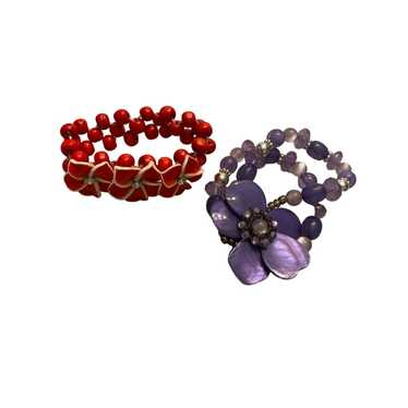 Vintage Vintage Flower Stretch Bracelets Purple B… - image 1