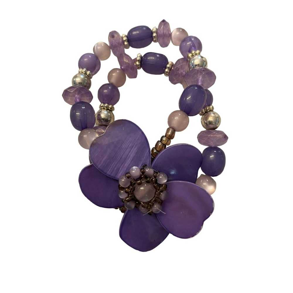 Vintage Vintage Flower Stretch Bracelets Purple B… - image 2