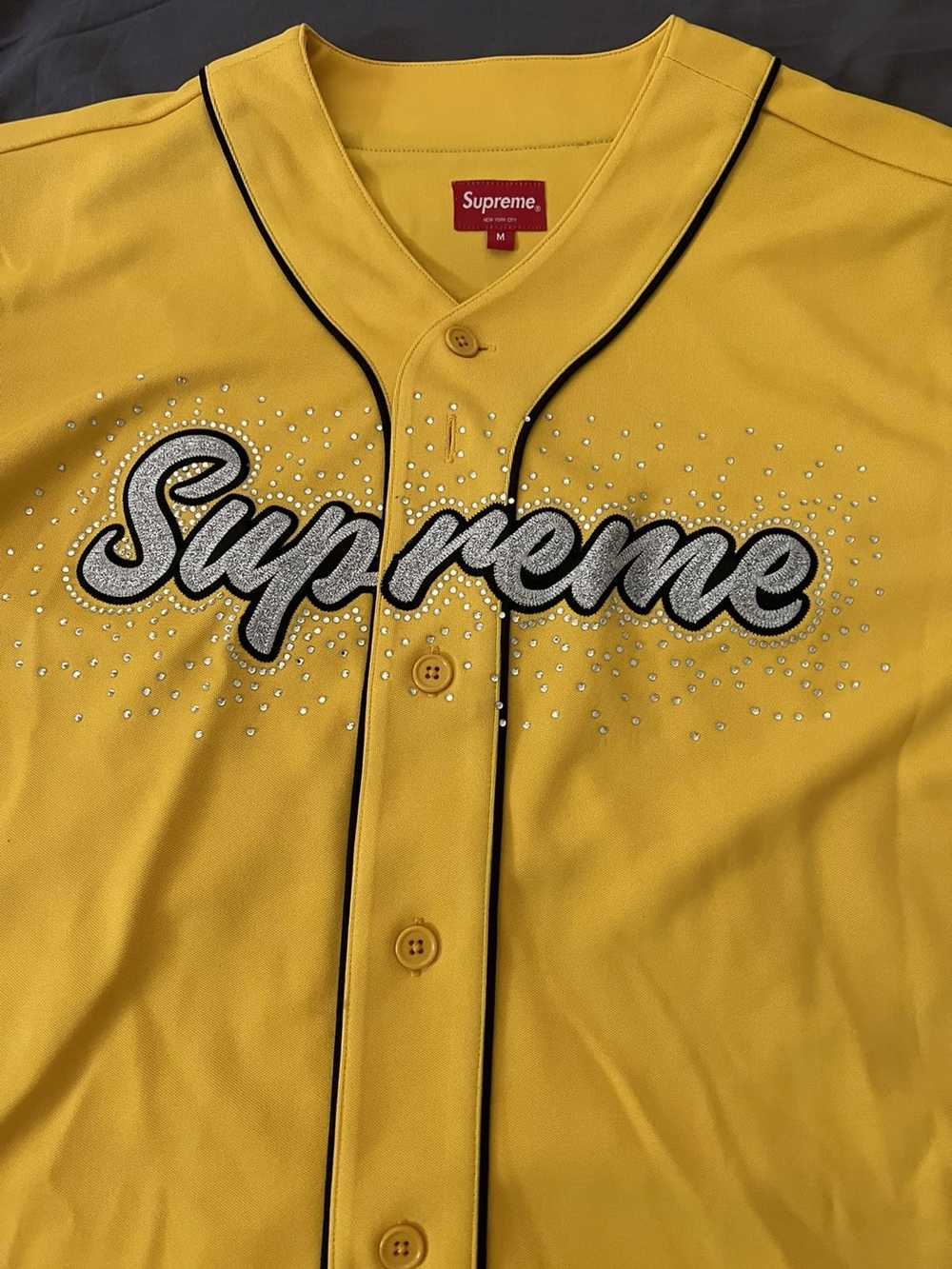 Supreme Supreme Rhinestone Baseball Jersey Yellow… - image 3