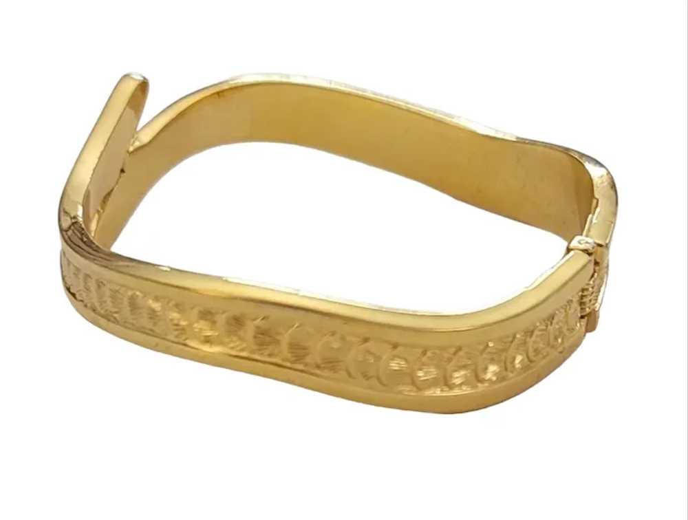 Monet Gold Tone Hinged By Pass Bangle Bracelet, S… - image 3