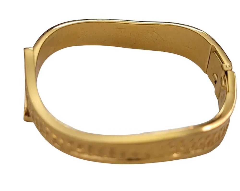 Monet Gold Tone Hinged By Pass Bangle Bracelet, S… - image 4