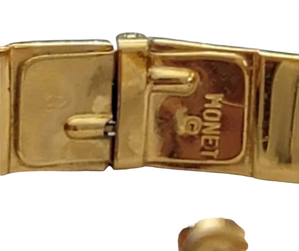 Monet Gold Tone Hinged By Pass Bangle Bracelet, S… - image 7