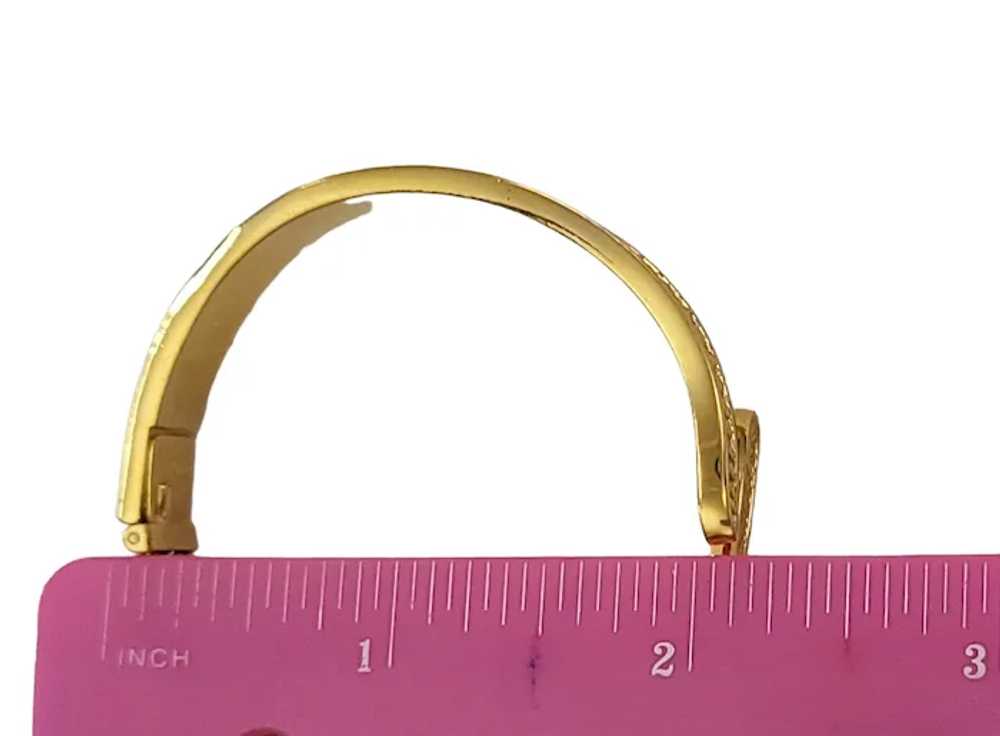 Monet Gold Tone Hinged By Pass Bangle Bracelet, S… - image 9
