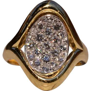 Mid Century Modern Two Tone Diamond Ring