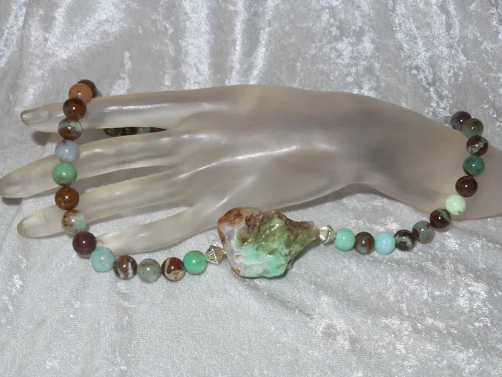 Chrysoprase Beaded Necklace with Sterling Silver … - image 10