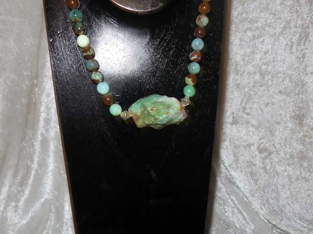 Chrysoprase Beaded Necklace with Sterling Silver … - image 5