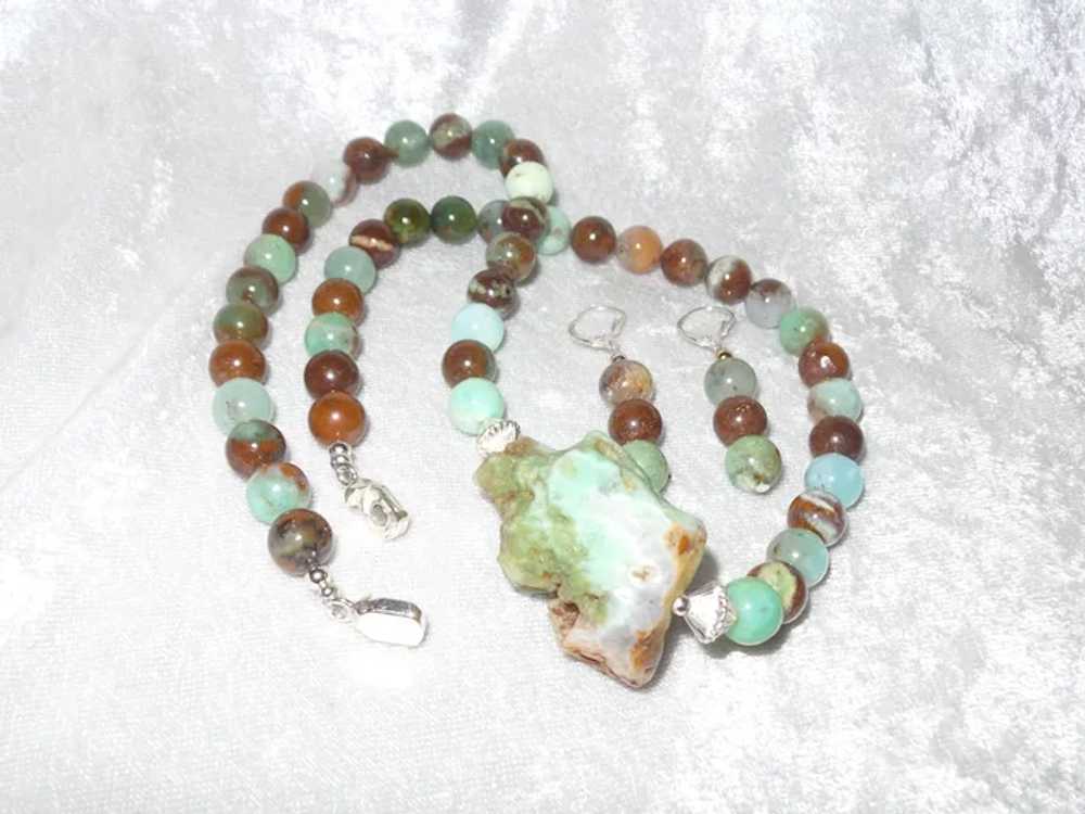 Chrysoprase Beaded Necklace with Sterling Silver … - image 6